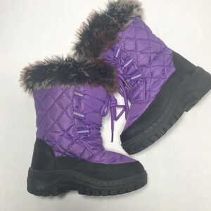 Snow Tec Toddlers Quilted Snow Boots Purple with Faux Fur Trim (5-Toddler)